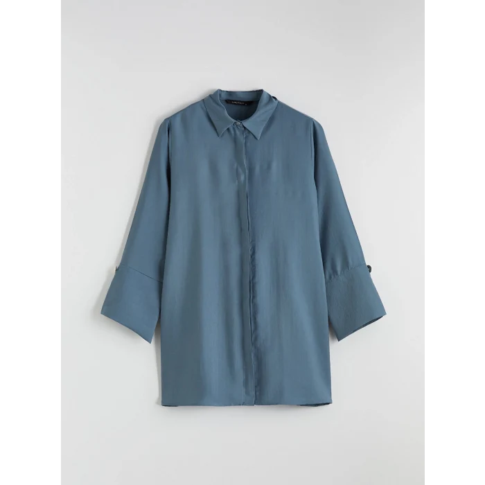 LCW STUDIO Petrol Oversize Modal Karışımlı Kadın Gömlek Tunik