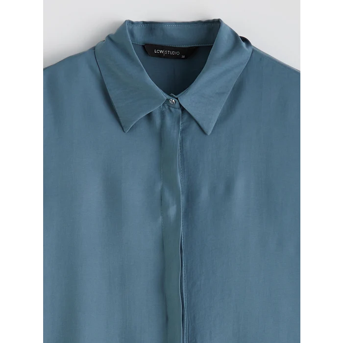 LCW STUDIO Petrol Oversize Modal Karışımlı Kadın Gömlek Tunik