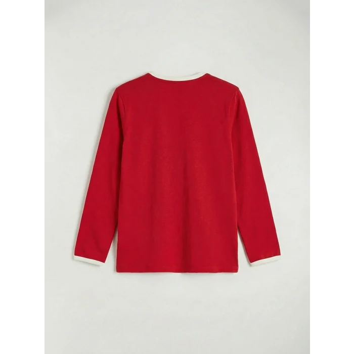 LCW Kids Kırmızı Baskılı Uzun Kollu Kız Çocuk Tişört