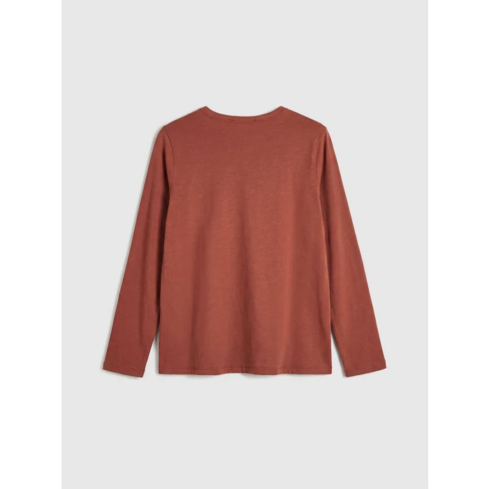 LCW Grace Kahverengi Bisiklet Yaka Nakışlı Bluz