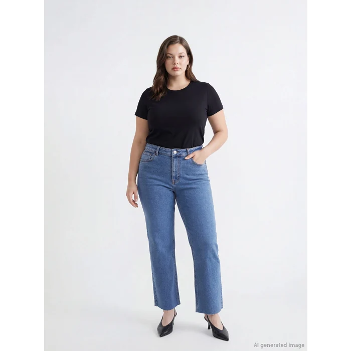 LCW Modest İndigo Straight Fit Kadın Jean Pantolon