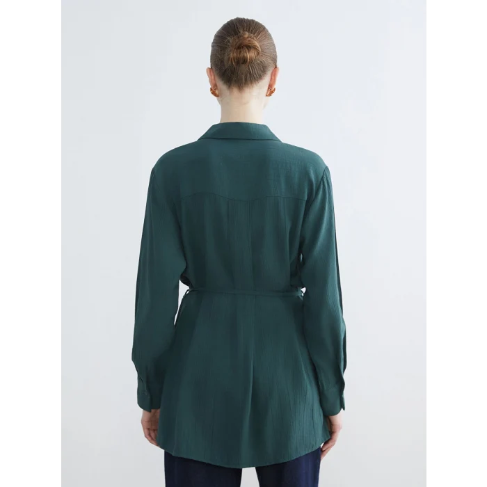 LCW STUDIO Yeşil Dokulu Krinkle Kadın Gömlek Tunik