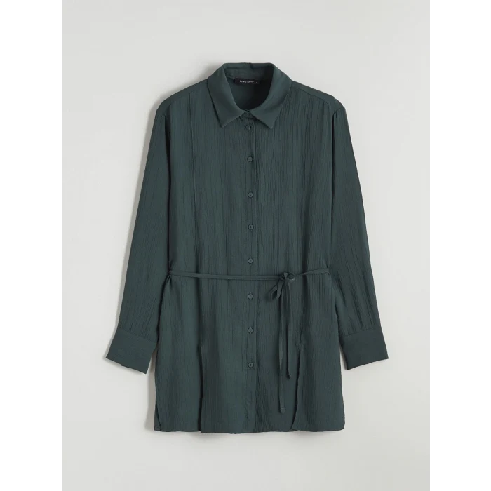 LCW STUDIO Yeşil Dokulu Krinkle Kadın Gömlek Tunik