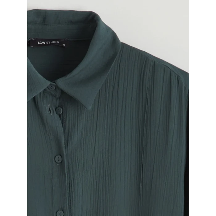 LCW STUDIO Yeşil Dokulu Krinkle Kadın Gömlek Tunik