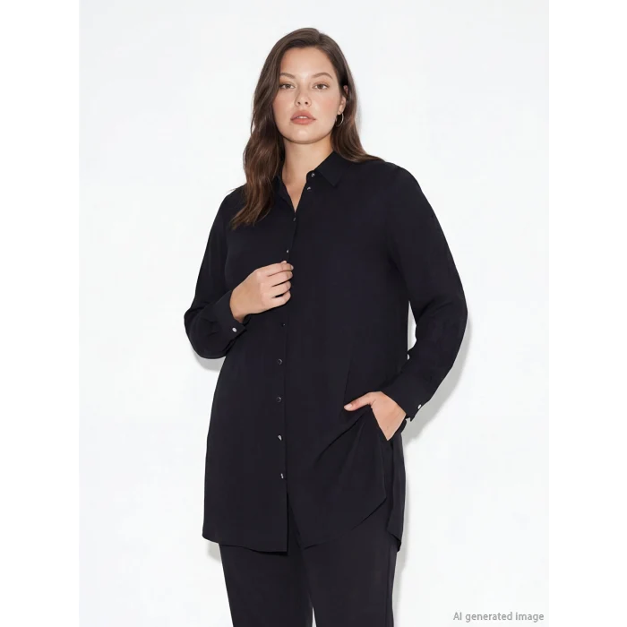 LCW Grace Siyah Hakim Yaka Kadın Gömlek Tunik