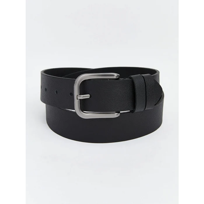 LCW ACCESSORIES Siyah Deri Görünümlü Erkek Kemer