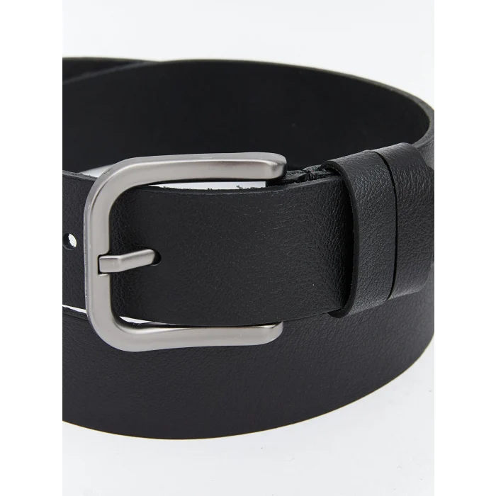 LCW ACCESSORIES Siyah Deri Görünümlü Erkek Kemer