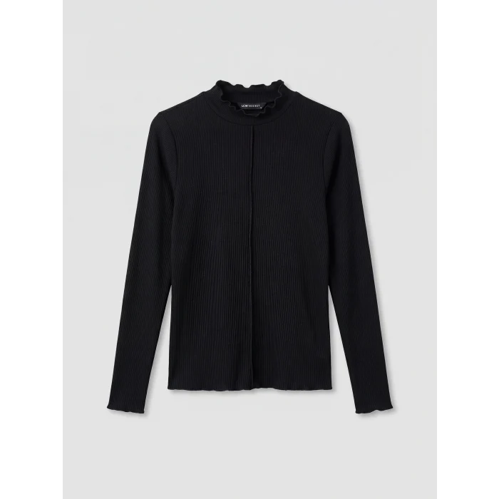 LCW Modest Siyah Fırfırlı Dik Yaka Kadın Body