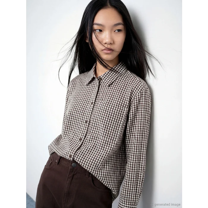 LCW Modest Kahverengi Ekose Kadın Gömlek Tunik