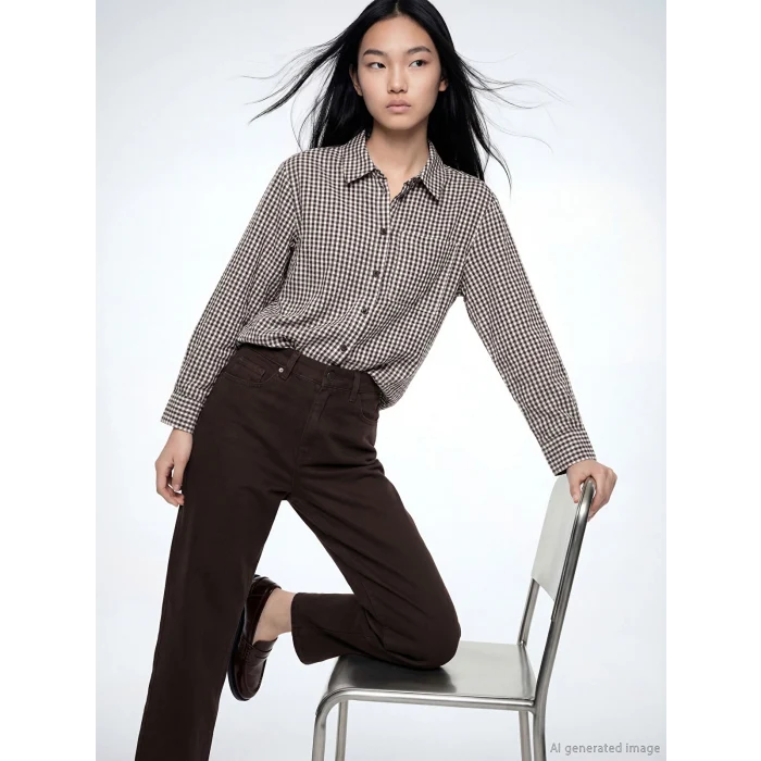 LCW Modest Kahverengi Ekose Kadın Gömlek Tunik