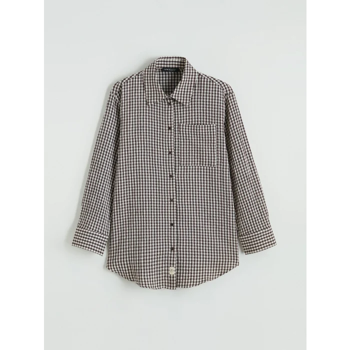 LCW Modest Kahverengi Ekose Kadın Gömlek Tunik