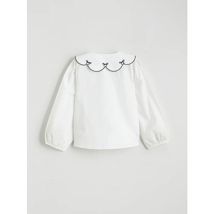 LCW Kids Ekru Bebe Yaka Kız Çocuk Poplin Gömlek