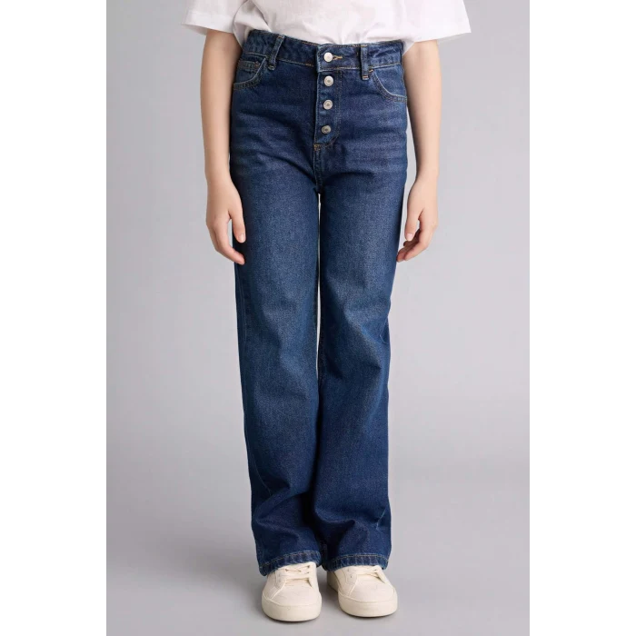 Defacto G9585A8NM34 Mavi Geniş Paça Jean Pantolon Kız Çocuk