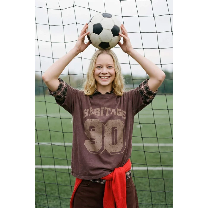 Defacto G8058AXBN340 Kahve %100 Pamuk Oversıze Spor Baskılı Tişört