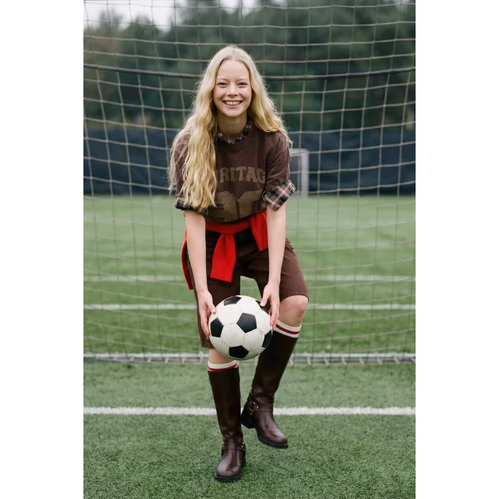 Defacto G8058AXBN340 Kahve %100 Pamuk Oversıze Spor Baskılı Tişört