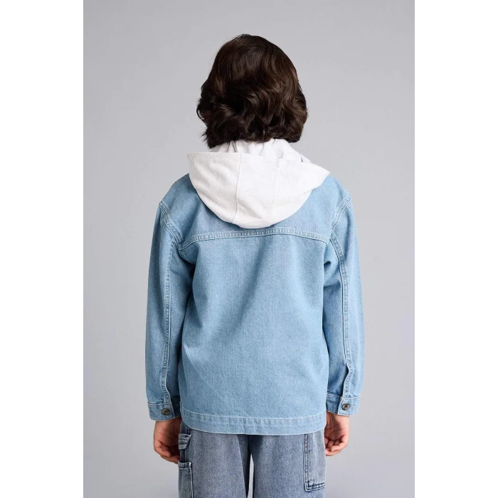 Defacto G6885A8NM28 Mavi Çıkarılabilir Kapüşonlu Ceket Erkek Çocuk