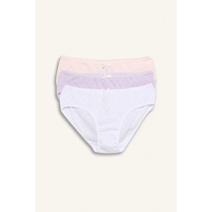 Defacto G8512A8PN344 Pembe %100 Pamuklu Kalp Desenli 3lü Slip Külot Kız Çocuk