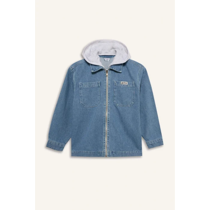 Defacto G6885A8NM28 Mavi Çıkarılabilir Kapüşonlu Ceket Erkek Çocuk