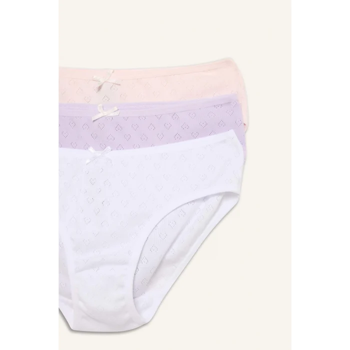 Defacto G8512A8PN344 Pembe %100 Pamuklu Kalp Desenli 3lü Slip Külot Kız Çocuk