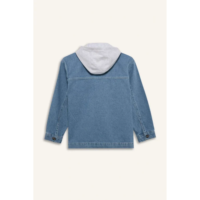 Defacto G6885A8NM28 Mavi Çıkarılabilir Kapüşonlu Ceket Erkek Çocuk