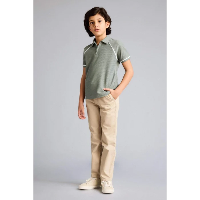 Defacto G0952A8GN1107 Yeşil Regular Fıt Polo Yaka Kısa Kollu Polo Tişört Erkek Çocuk