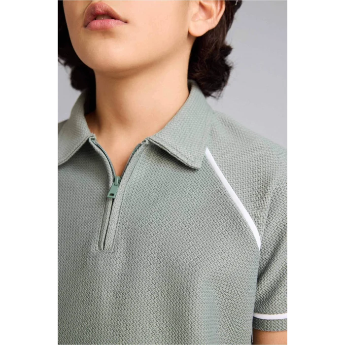 Defacto G0952A8GN1107 Yeşil Regular Fıt Polo Yaka Kısa Kollu Polo Tişört Erkek Çocuk