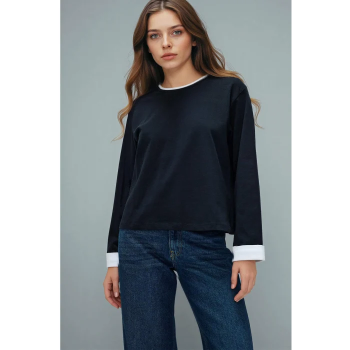 Defacto G8576AXNV245 Lacivert %100 Pamuk Loose Fıt Tunik