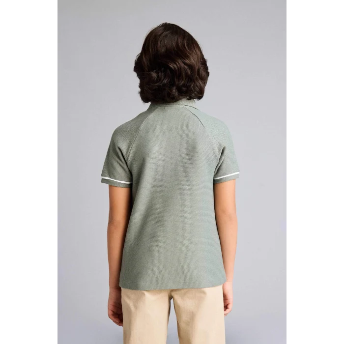 Defacto G0952A8GN1107 Yeşil Regular Fıt Polo Yaka Kısa Kollu Polo Tişört Erkek Çocuk