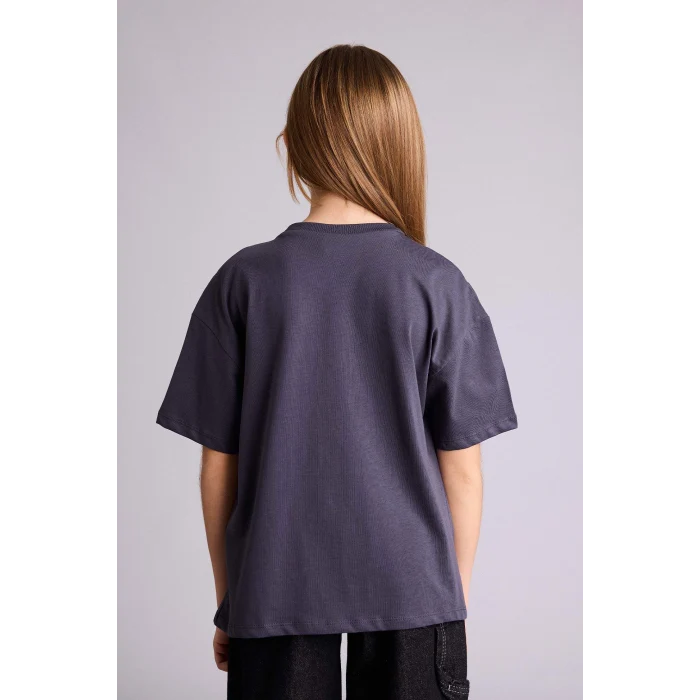 Defacto G8185A8AR1 Antrasit Kuromı Oversıze Tişört Kız Çocuk