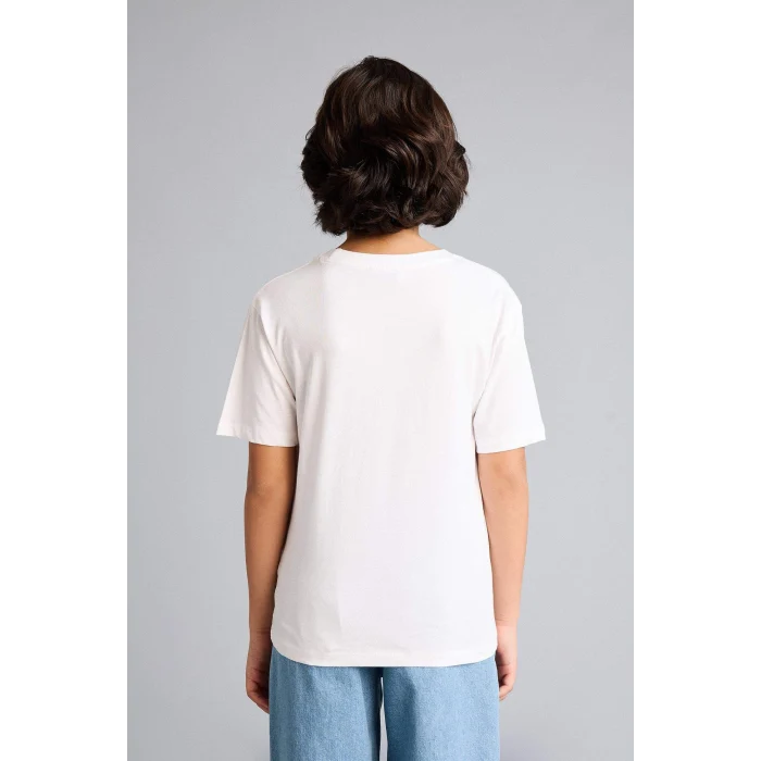 Defacto G7468A8WT34 Beyaz Baskılı Tişört Erkek Çocuk
