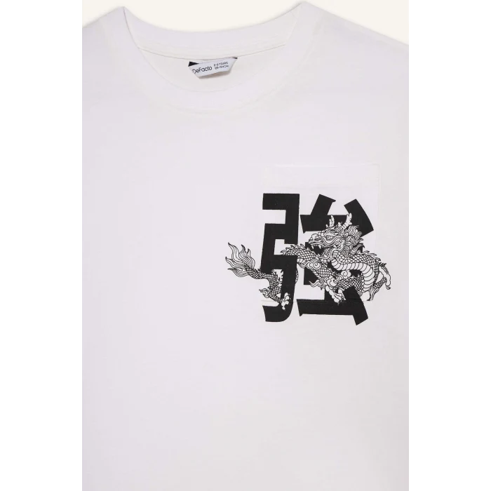 Defacto G7468A8WT34 Beyaz Baskılı Tişört Erkek Çocuk