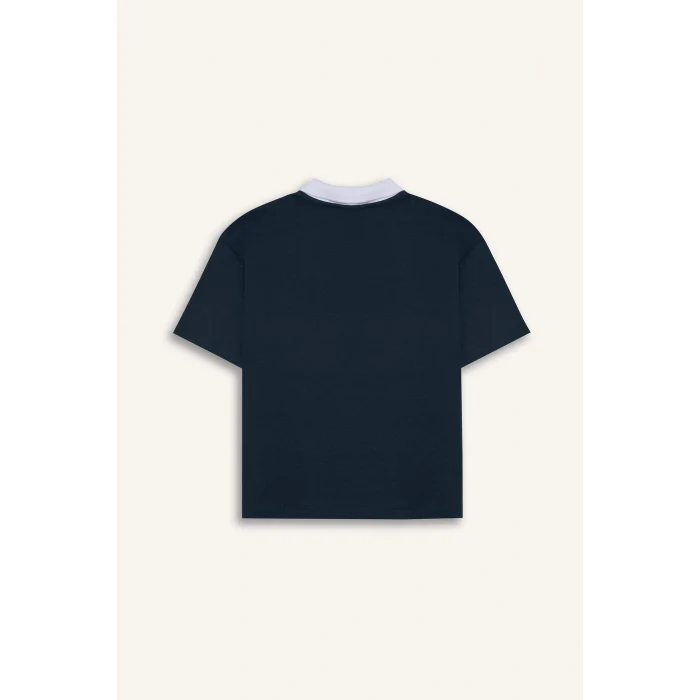 Defacto G7473A8NV165 Lacivert Oversıze Baskılı Polo Tişört Erkek Çocuk