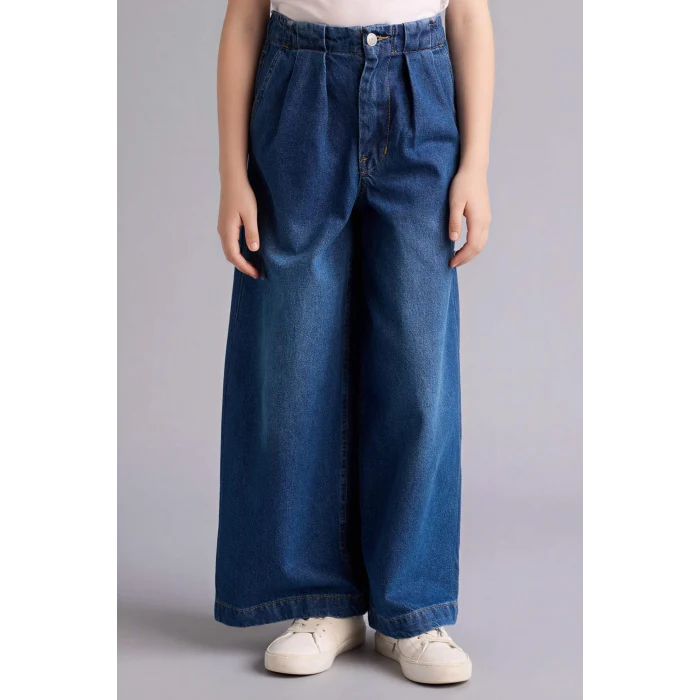 Defacto G9426A8NM28 Mavi Wıde Leg Jean Pantolon Kız Çocuk