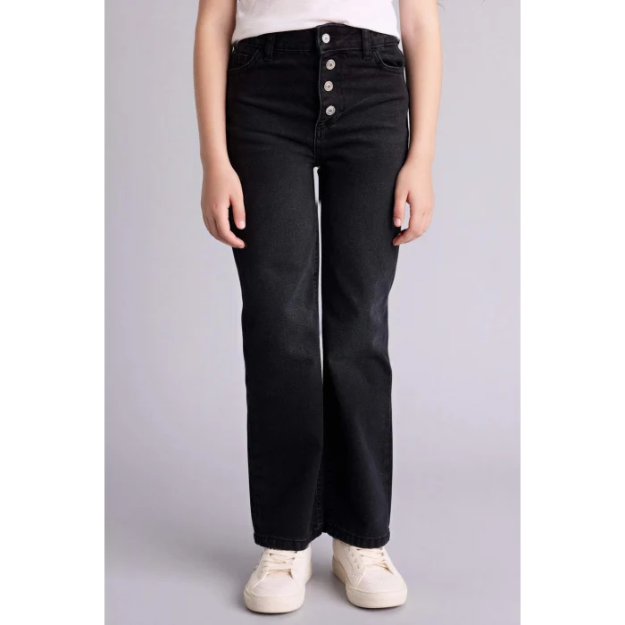 Defacto G9585A8NM40 Siyah Geniş Paça Jean Pantolon Kız Çocuk