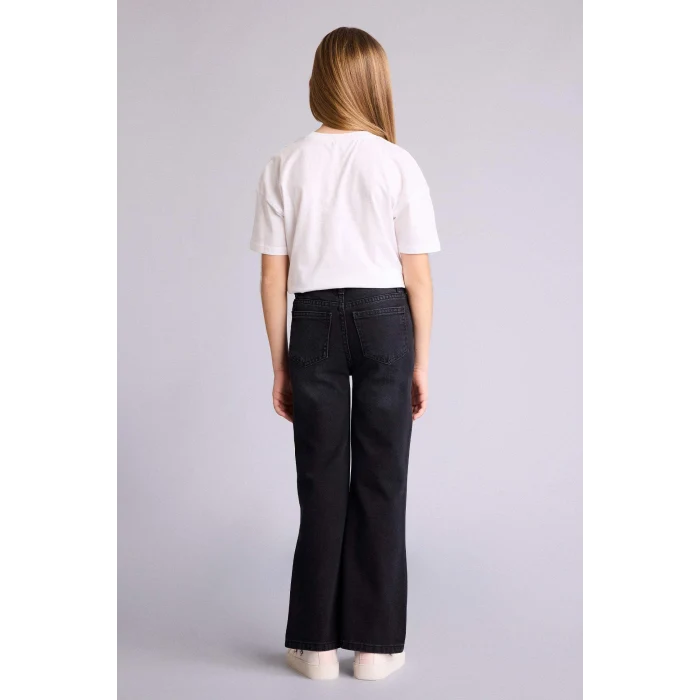Defacto G9585A8NM40 Siyah Geniş Paça Jean Pantolon Kız Çocuk