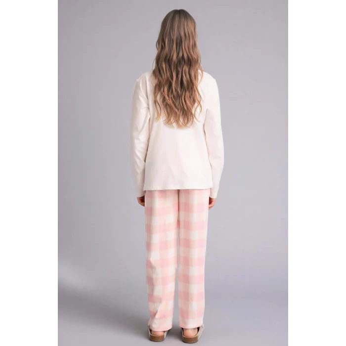 Defacto H0102A8ER103 Ekru 2li Pijama Takımı Kız Çocuk