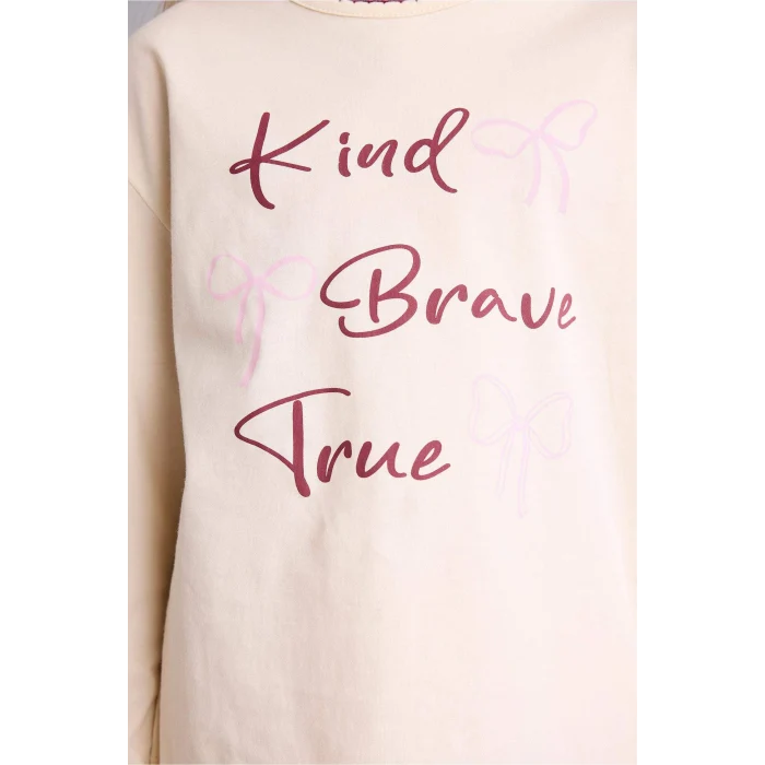 Defacto H0105A8ER233 Ekru 2li Pijama Takımı Kız Çocuk