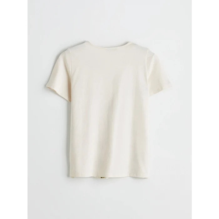 LCW Grace Bej Bisiklet Yaka Çiçekli Bluz