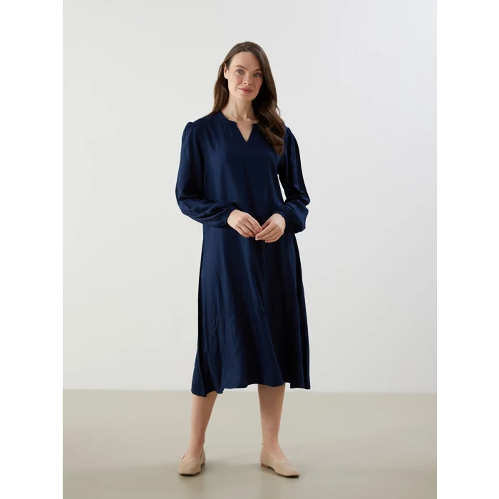 LCW Grace Lacivert Kaçık Yaka Belmando Elbise