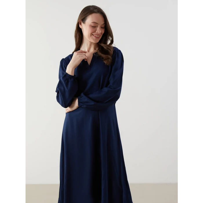 LCW Grace Lacivert Kaçık Yaka Belmando Elbise