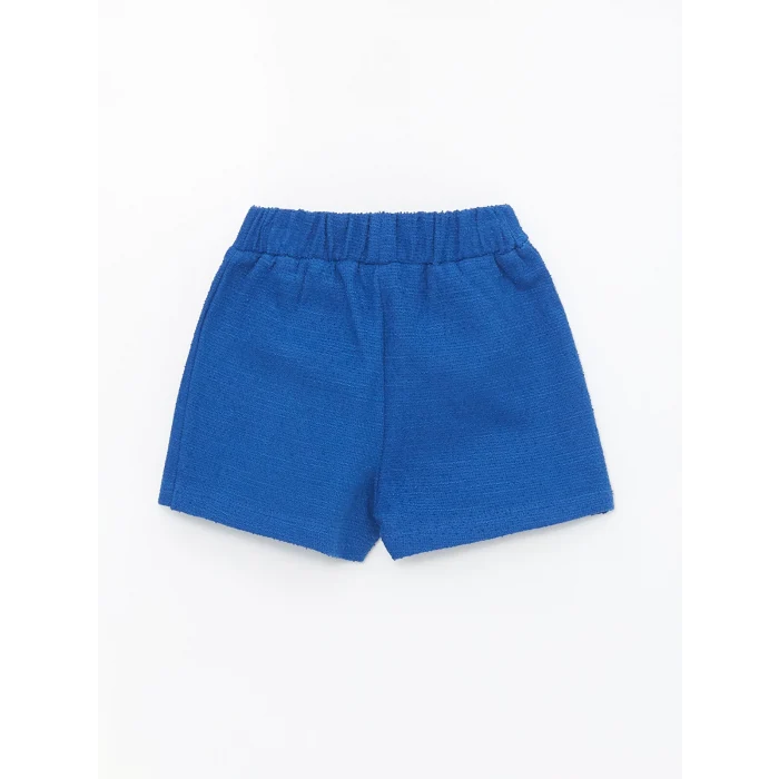 LCW Kids Mavi Beli Lastikli Kız Bebek Şort Etek