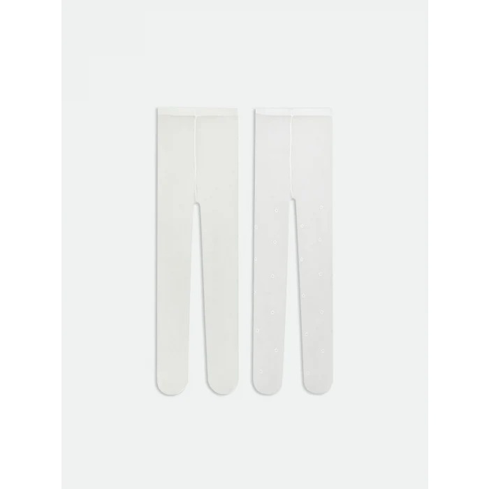 LCW baby Ekru Basic Kız Bebek Külotlü Çorap 2li