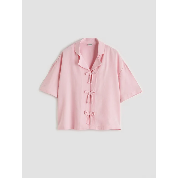 LCW Kids Pembe Keten Karışımlı Kız Çocuk Bluz ve Pantolon