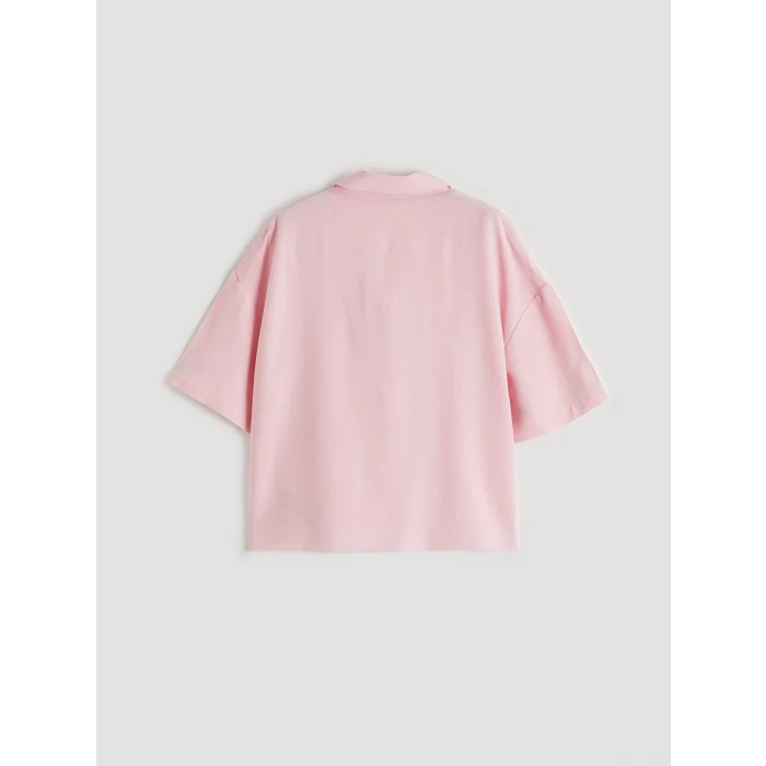 LCW Kids Pembe Keten Karışımlı Kız Çocuk Bluz ve Pantolon