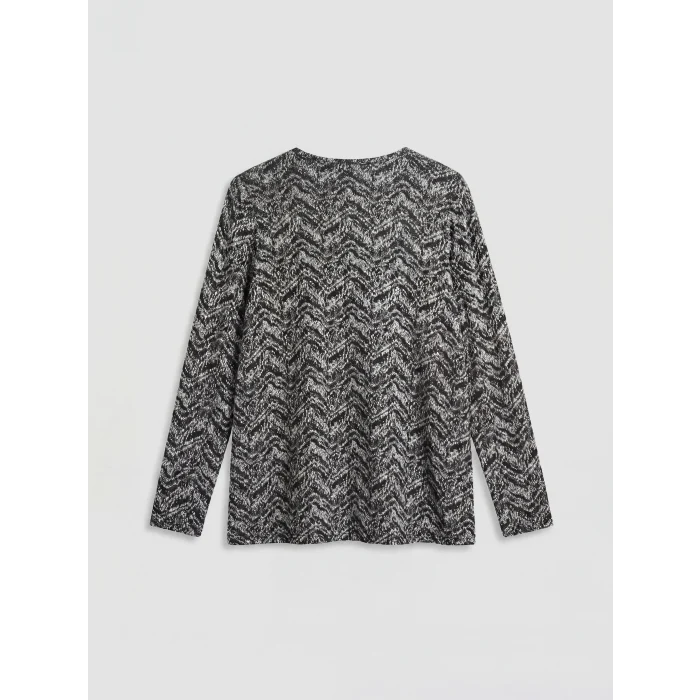 LCW Grace Beyaz Bisiklet Yaka Desenli Bluz