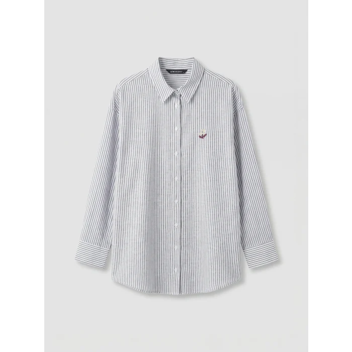 LCW Modest Lacivert Çizgili Poplin Kadın Gömlek Tunik