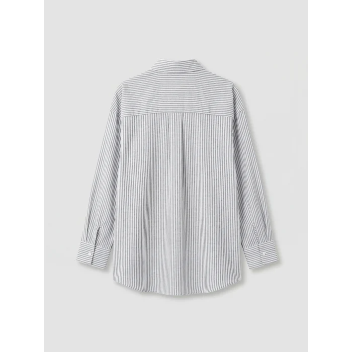 LCW Modest Lacivert Çizgili Poplin Kadın Gömlek Tunik