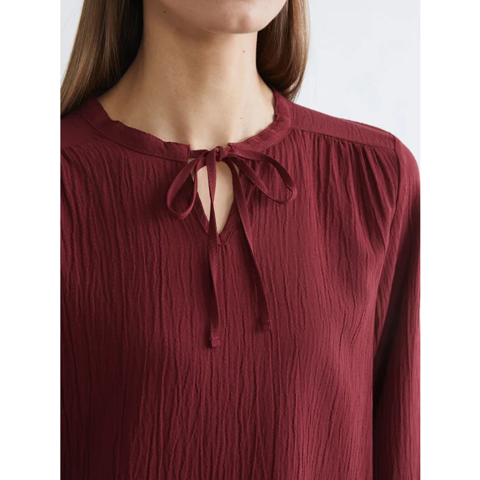 LCW EVERYDAY Bordo Bağlamalı Yaka Dokulu Bluz