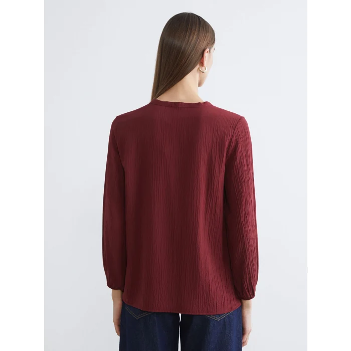 LCW EVERYDAY Bordo Bağlamalı Yaka Dokulu Bluz