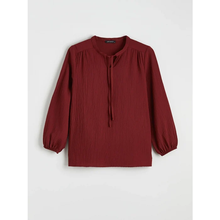 LCW EVERYDAY Bordo Bağlamalı Yaka Dokulu Bluz